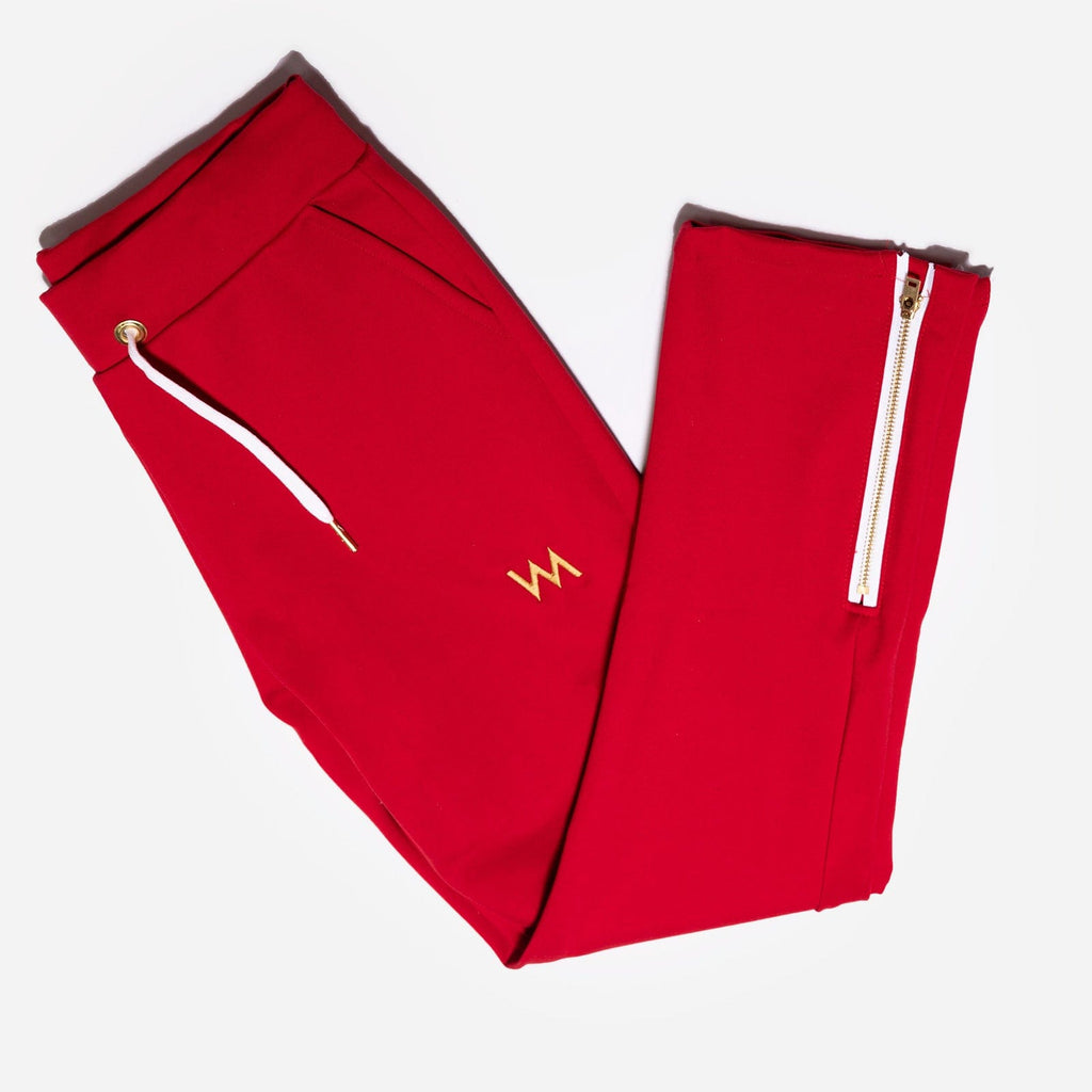 Wdmrck Exclusive SWEATPANT ZIPPERED BOTTOM TRACK PANTS WOMEN - RED